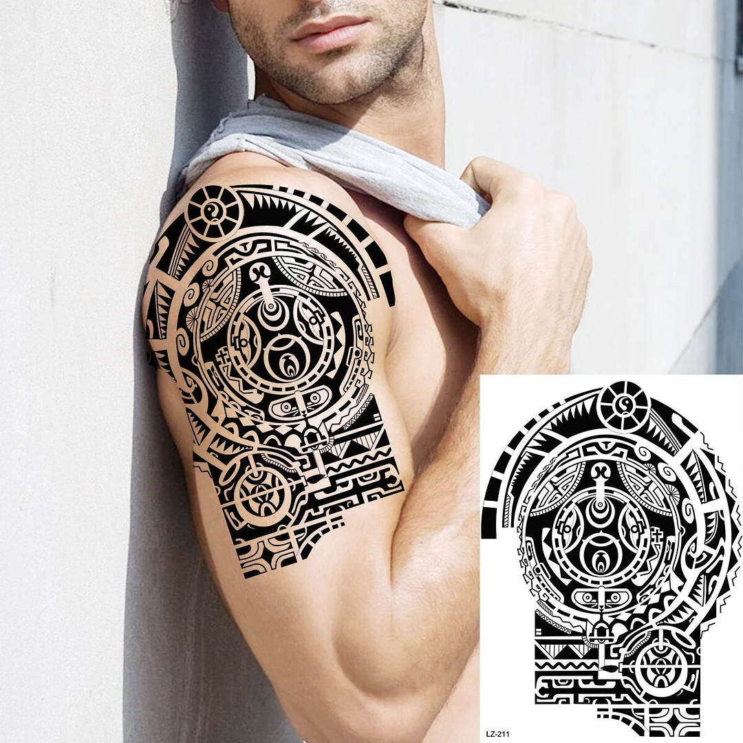 Large Lion Temporary Tattoos For Men Adults Realistic Totem Watercolor Tiger Fake Tattoo Sticker Chest Body Tatoos Waterproof