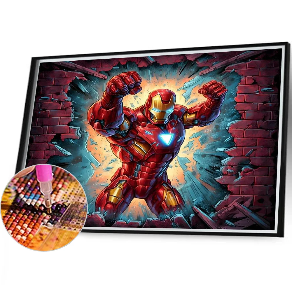 Diamond Painting - Full Round Drill - Iron Man Breaking Wall(Canvas|40*35cm)