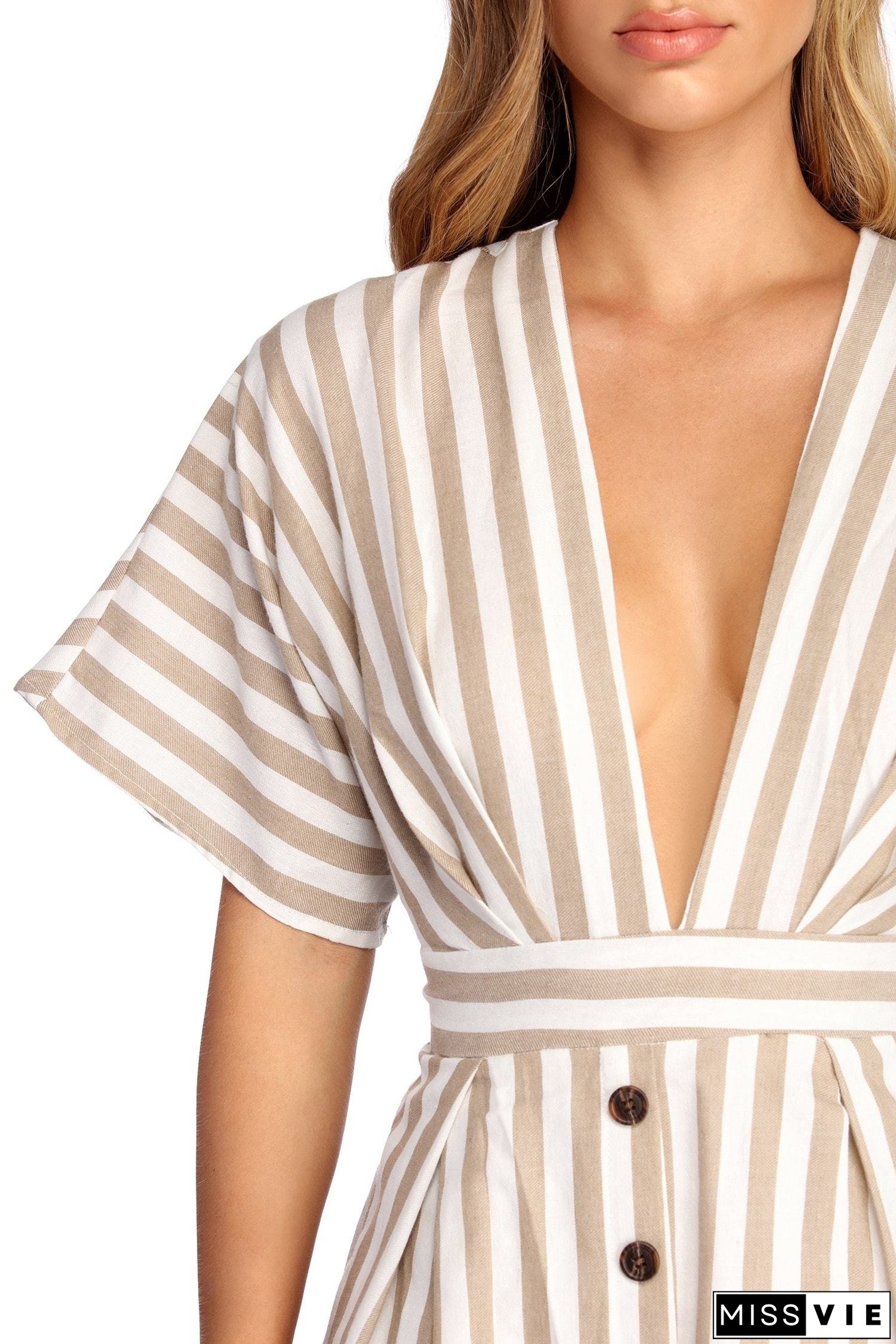 Buttoned Up Stylish In Stripes Dress