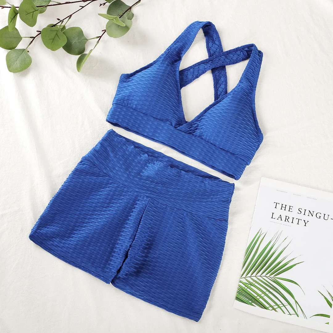 ATHVOTAR Two Piece Shorts Set Women Top and Pants Anti Cellulite Leggings High Waist 3 Piece Set Tracksuits Sweat Suits Women