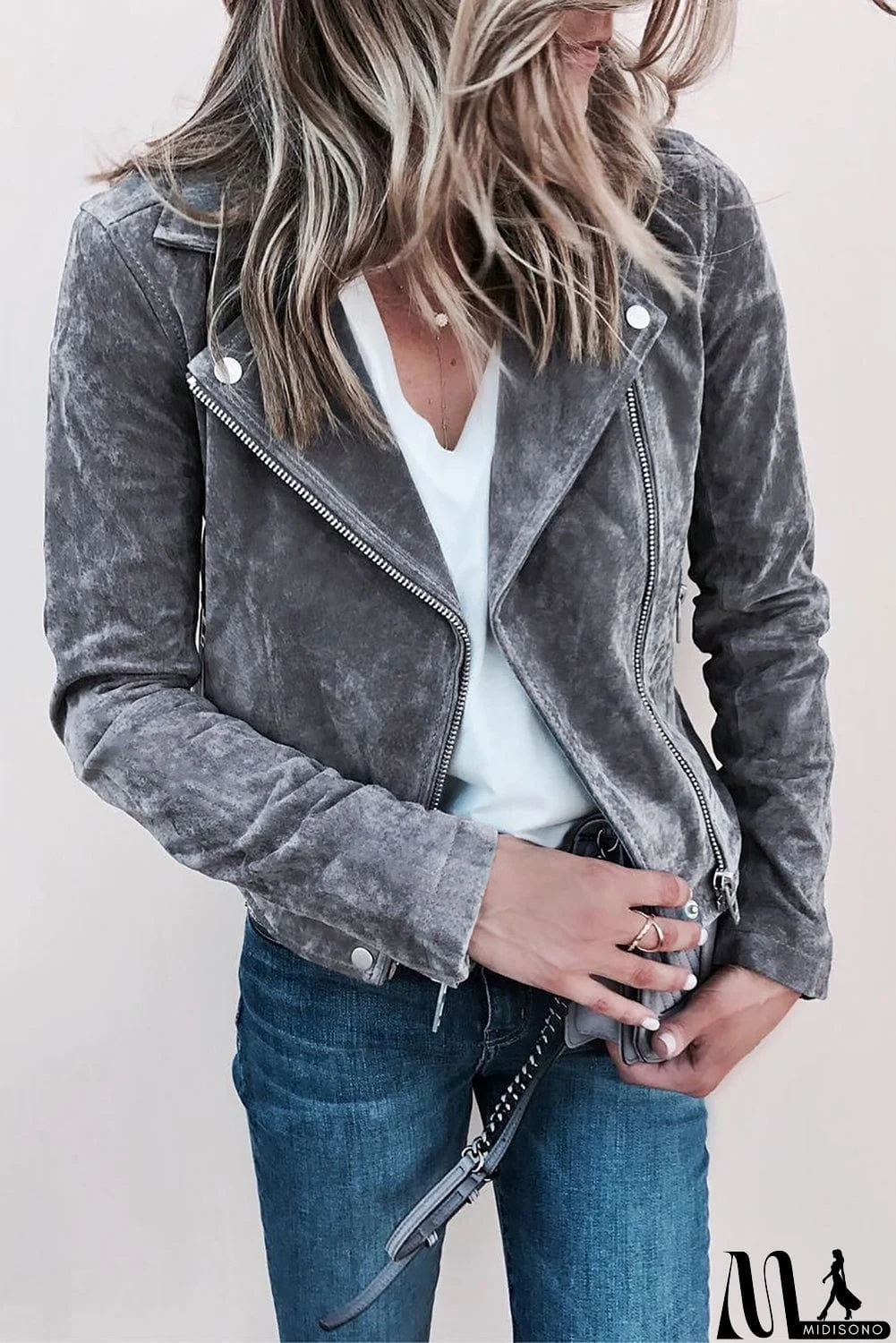 MidiSono - Suede Moto Jacket