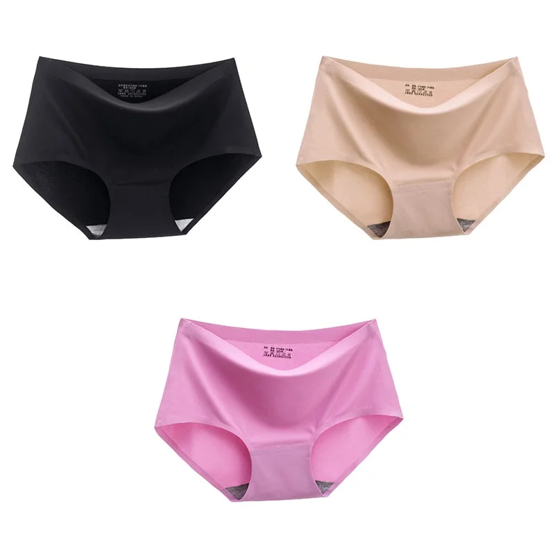 BANNIROU 3 Pcs Seamless Woman Panties Summer Underwear Female Briefs Thin 2021 New Sale Ice Silk Soft Solid Underwear For Woman