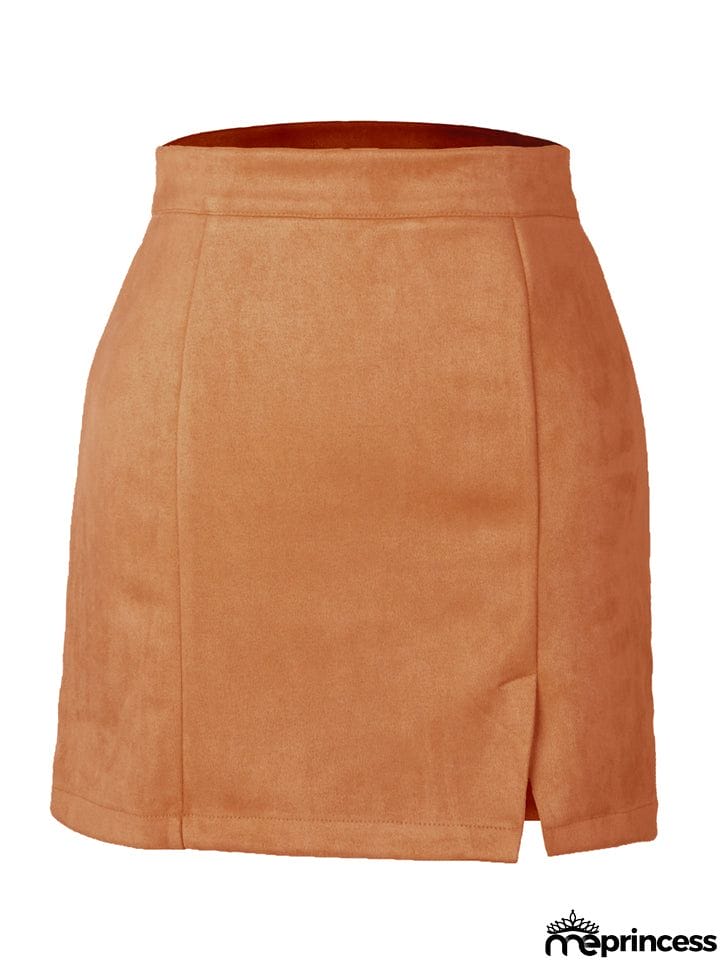 Women's Sexy A Line Suede High Waisted Skirts