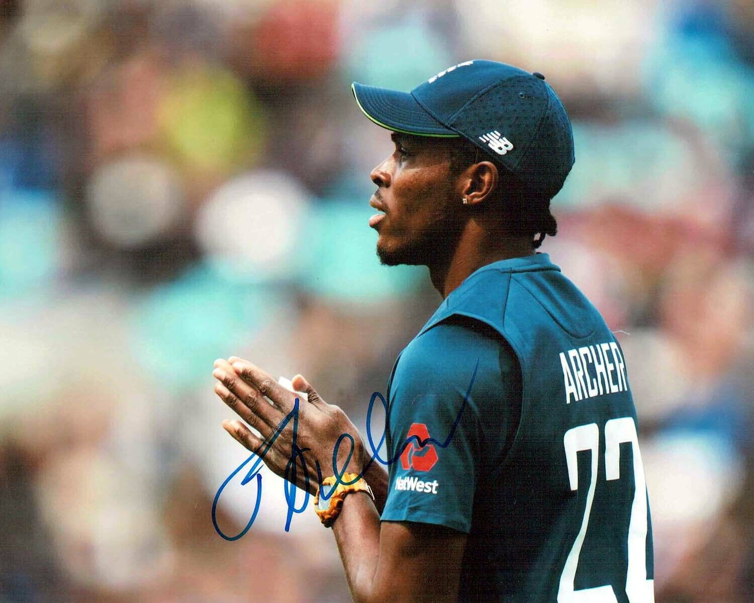 Jofra ARCHER Signed Autograph 10x8 England World Cup Cricket Photo Poster painting 1 AFTAL COA