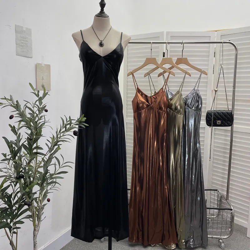 Brownm Picts Hottie Liquid Metallic Sling Dress Bag Pupama Long Skirt With Chest Cushion Dress Dress 8876