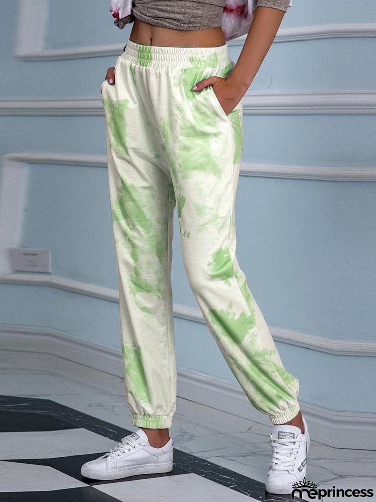 Women Tie-dyed Print Loose Casual Pants for Women