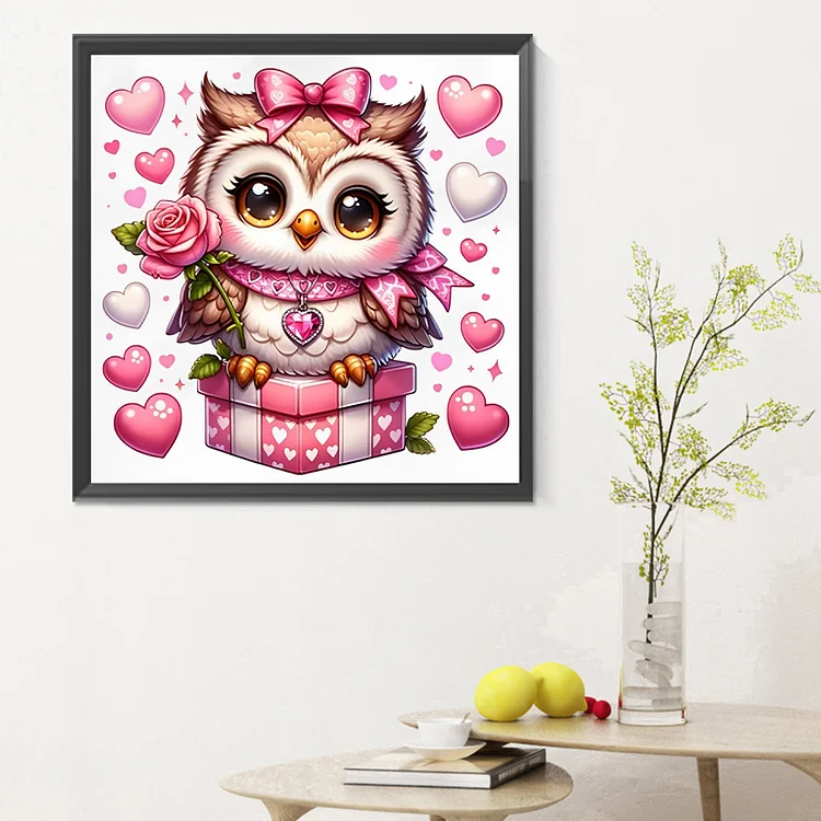 Diamond Painting - Full Round - Valentine Love Owl(30*30cm)-1116029.03