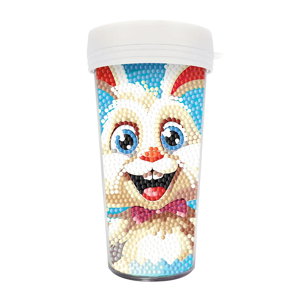 DIY Easter Cute Rabbit 470ML Travel Home Diamond Painting Art Water Cup BPA Free With Lid