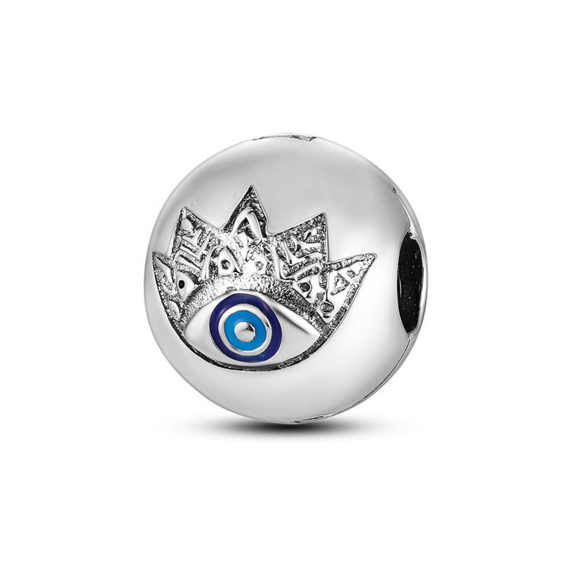 Sterling Silver Round Devil's Eye Pattern Charm Pendant fit Women Bracelet DIY Jewelry Making KTC386