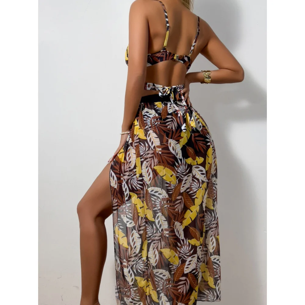 Uveng 2025 New Split Swimsuit Sexy Bikini Net Dress Three-Piece Swimsuit Female Bikini