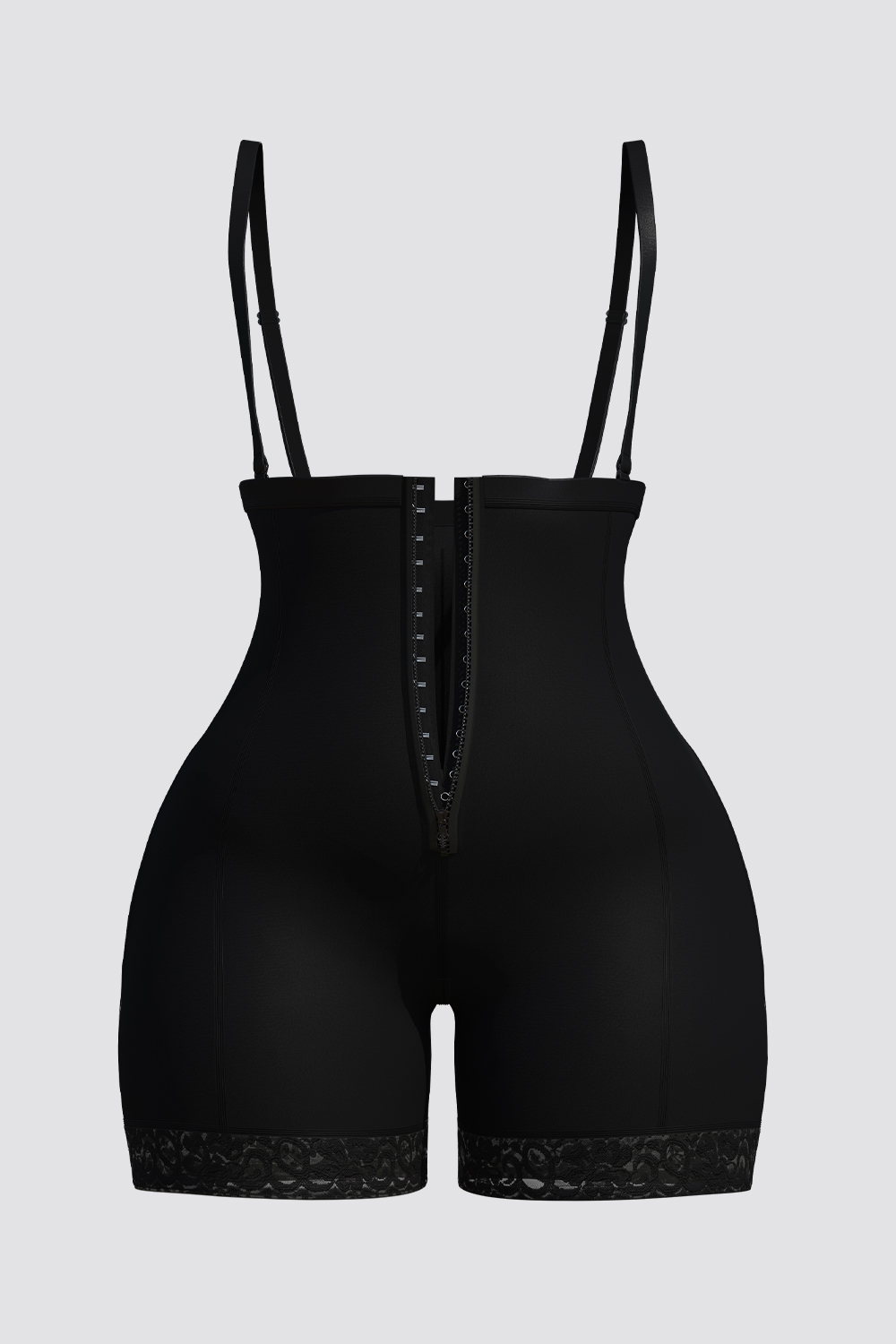 Design Plus Size Daily Black One-Piece High-Waisted Button-Down Shapewear
