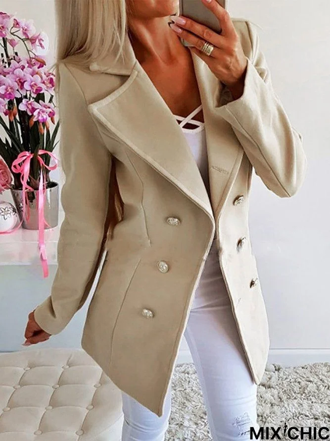 Lapel Elegant Solid Long Sleeves Outerwear