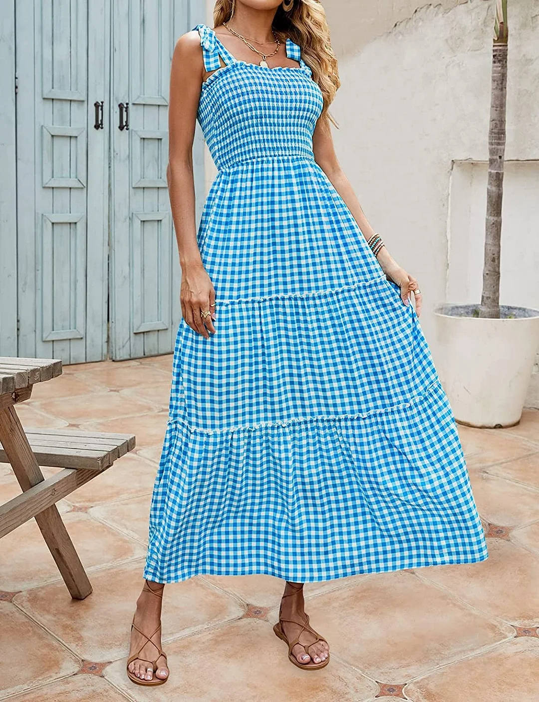 Uveng Long Bohemian Print Strap Loose Casual Dresses