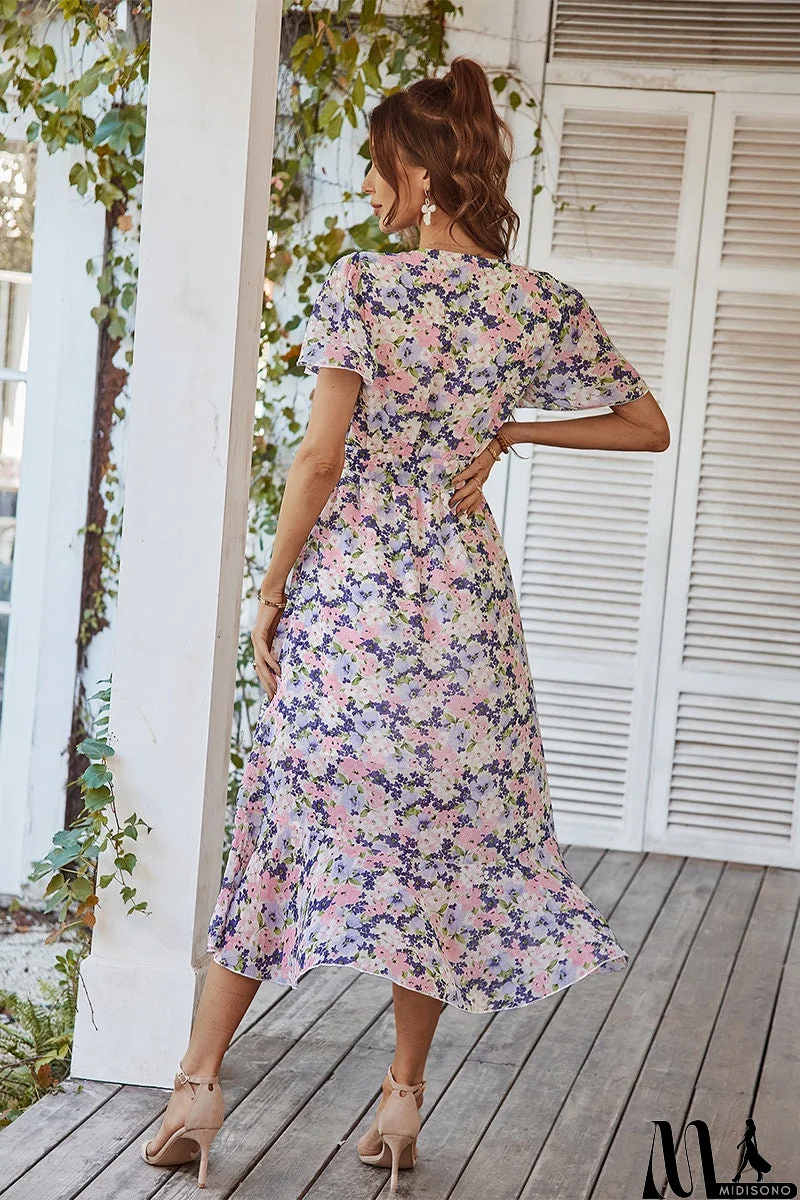 MidiSono - Floral Dream V-Neck Midi Dress