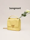 Songmont Medium soft chocolate bags for women shoulder classic chain bags top layer cowhide leather square style