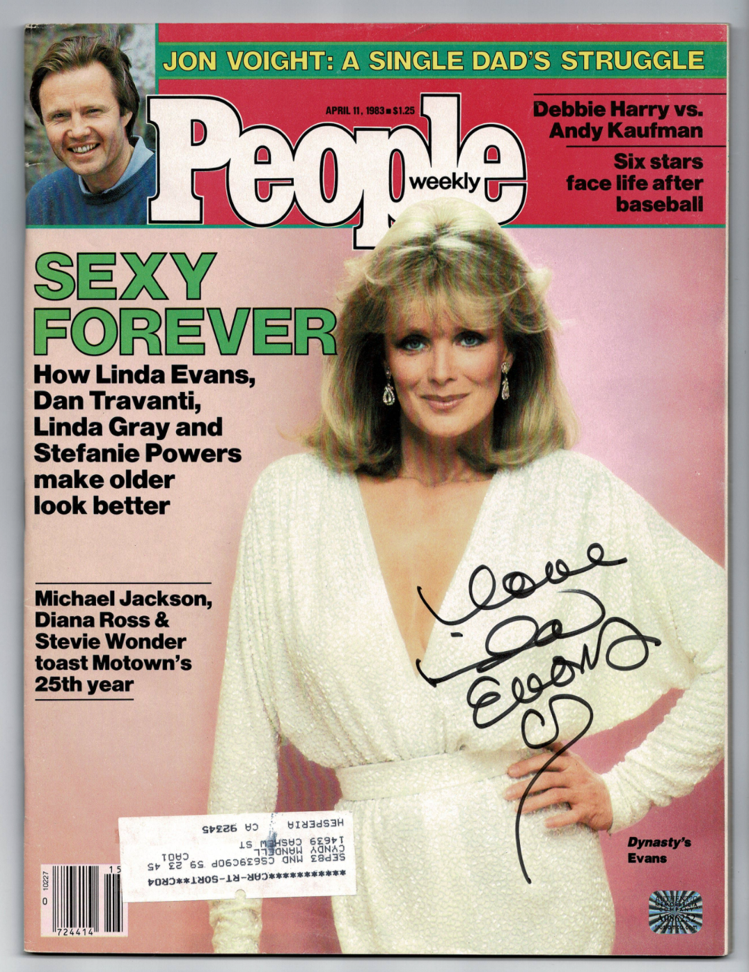 Linda Evans signed autographed magazine! RARE! AMCo Authenticated! 10728