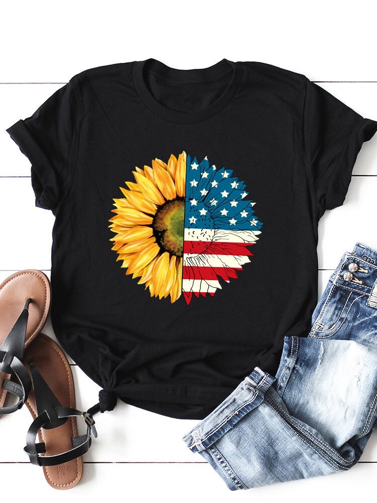 Floral Printed O neck Short Sleeve T shirt P1694318