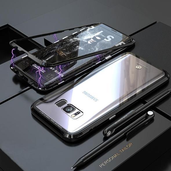 Transparent Tempered Glass Magnetic Adsorption Phone Case for Samsung S8 S8Plus