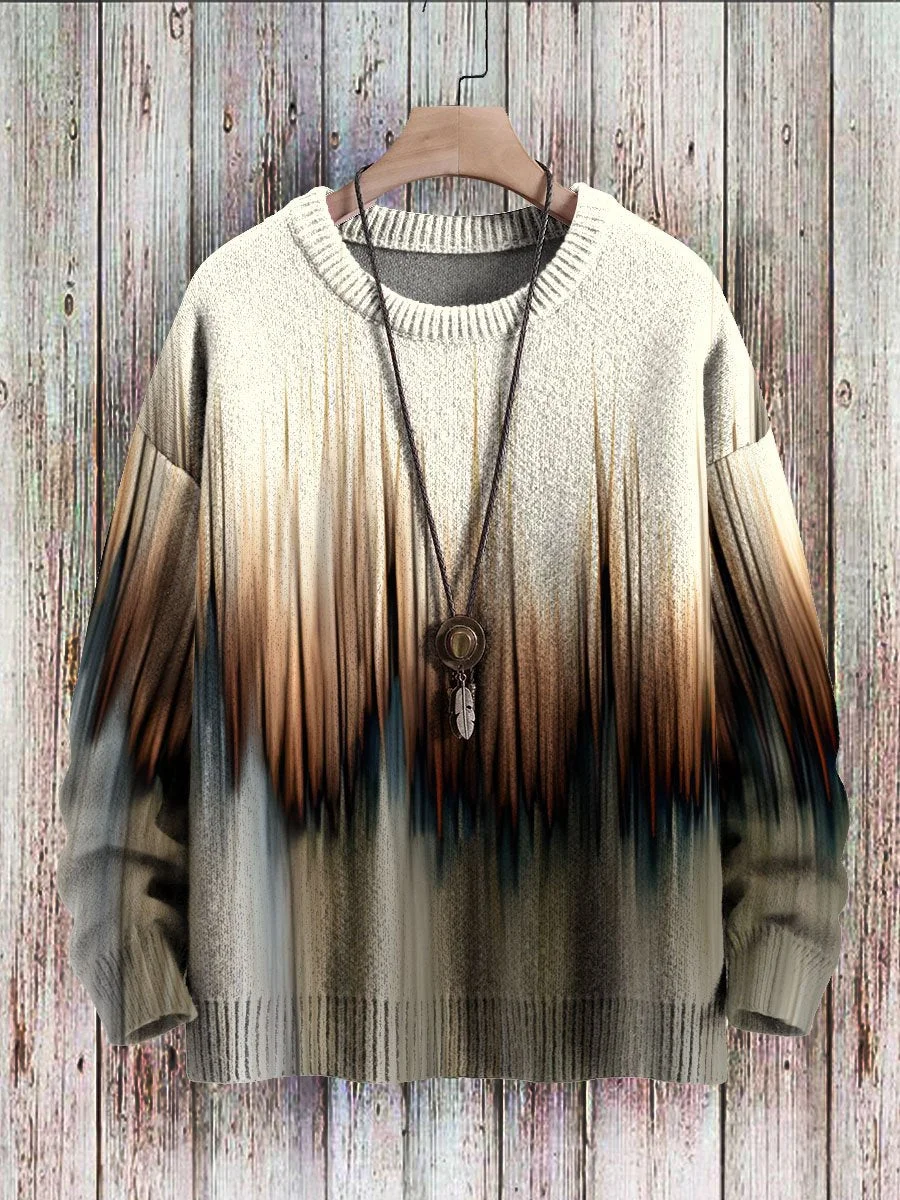 Trendy Abstract Art Pullover Knit Print Casual Sweater