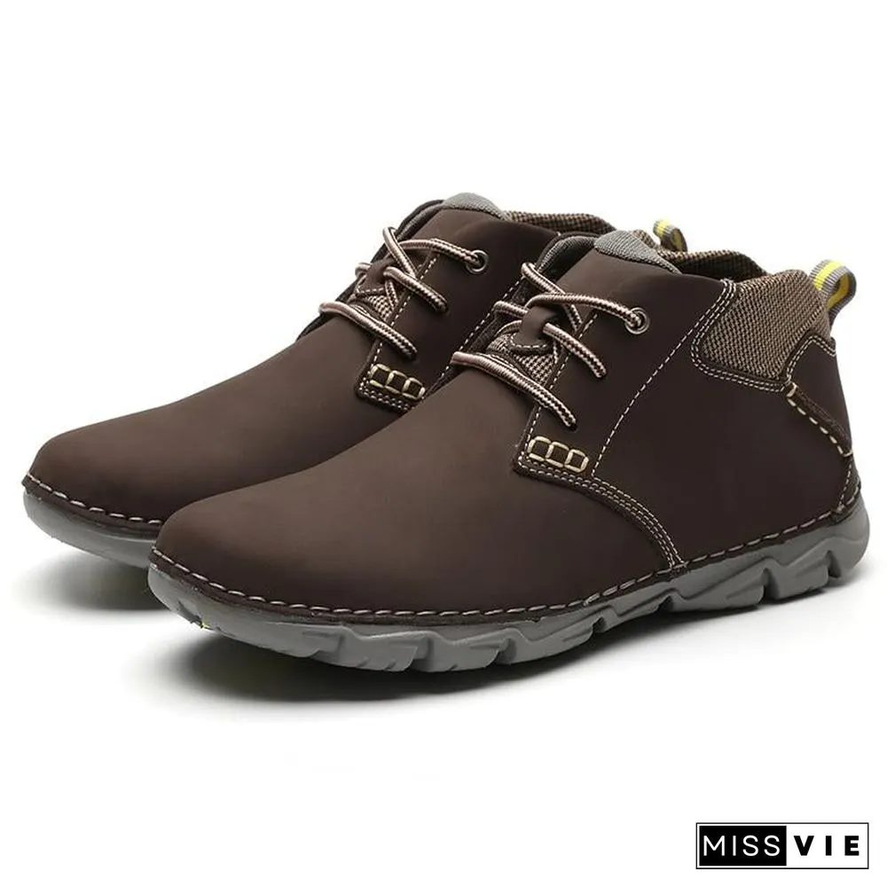 Men Ankle Boots Fashion Men Shoe Vintage Style Leather Male Outdoor Casual Boots Work Footwear