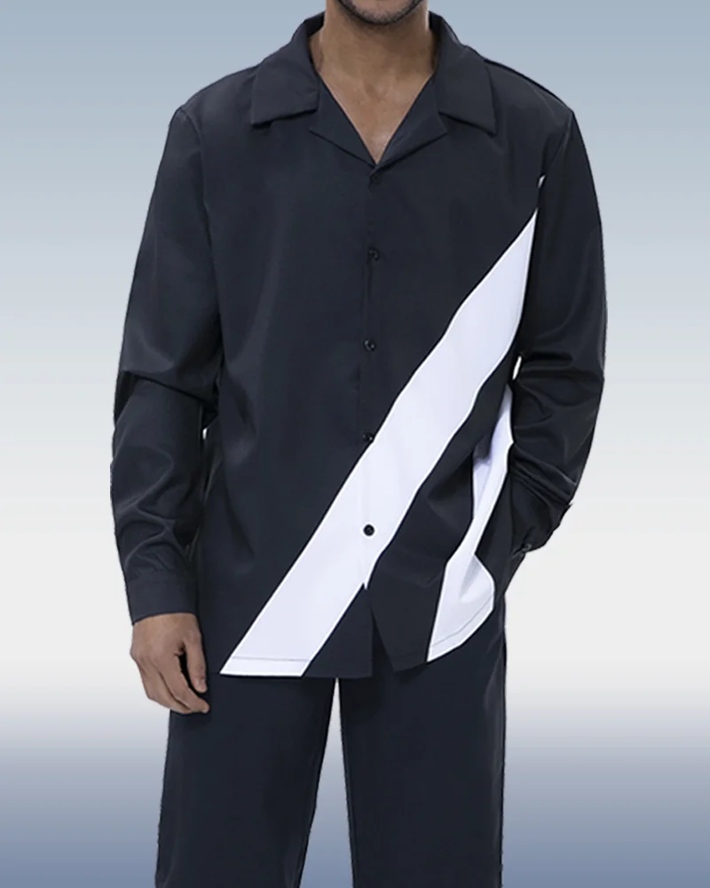 Suitmens Black Walking Suit 2 Piece Long Sleeve Set