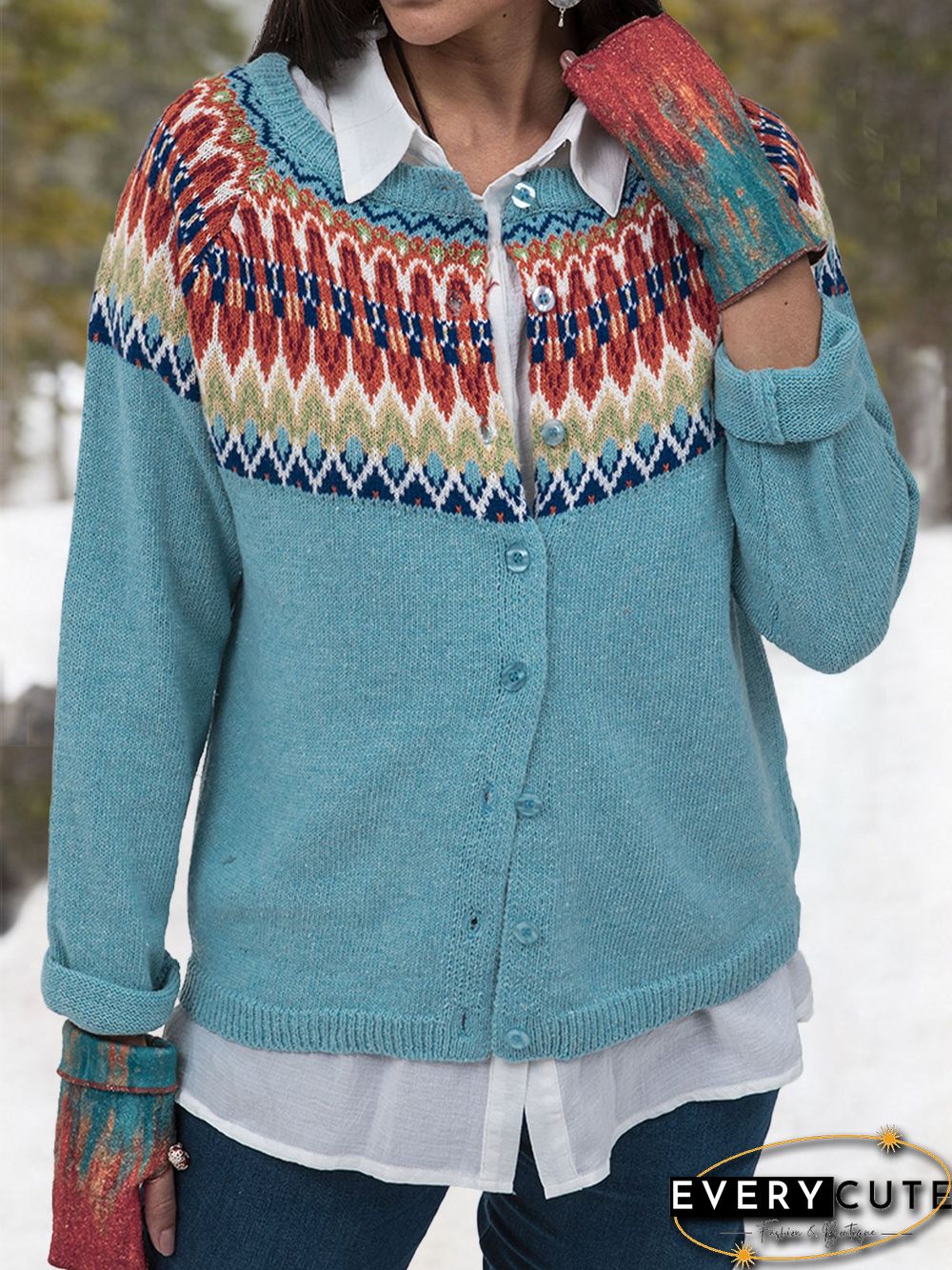 Printed Cotton Casual Cardigans