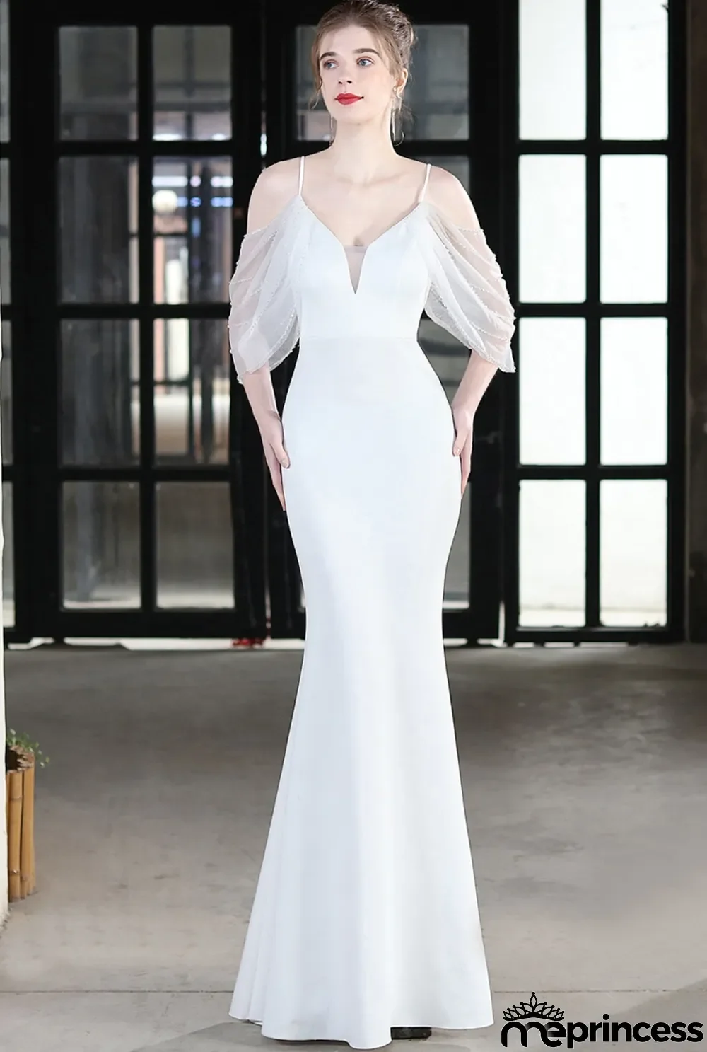 Summer Formal White Strap Mermaid Evening Dress