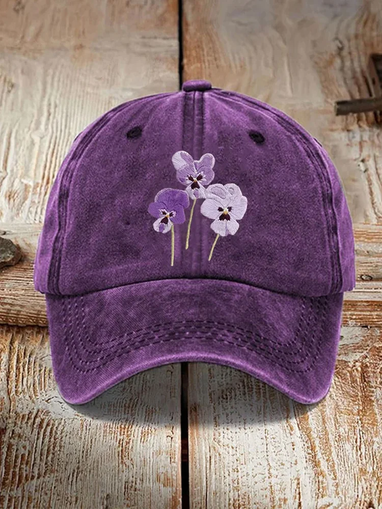 Unisex Distressed Washed Cotton Alzheimer's Awareness Printed Hat