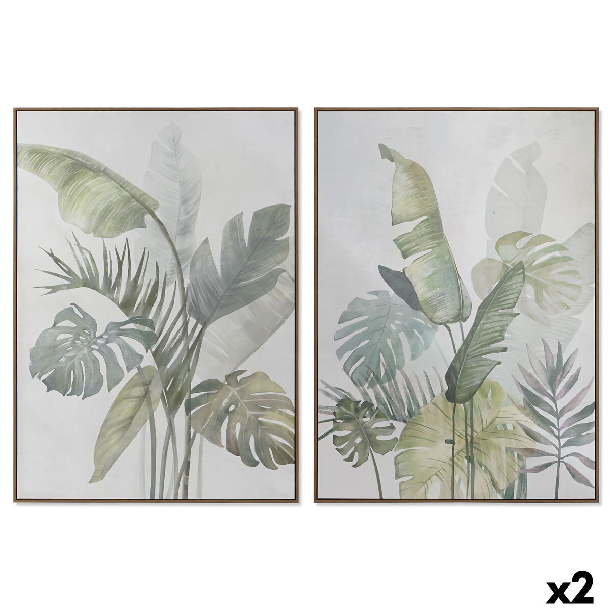 Canvas DKD Home Decor White Green Palms Tropical 100 x 4 x 140 cm (2 Units)