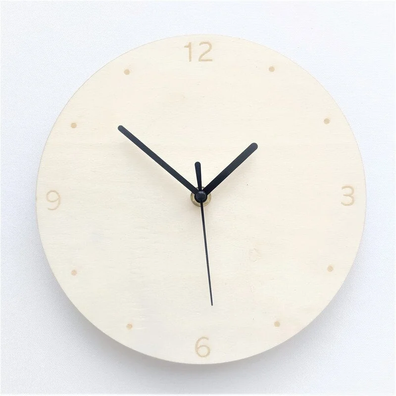 INS Nordic Minimalist Wood Wall Clock Baby Kids Room Decorations Figurines Wooden Mute Clocks Living Room Wall Decor Photo Props
