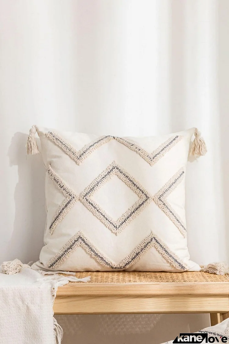 Decorative Throw Pillow Case with Tassels