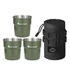 3Pcs 300ml Outdoor Camping Cup with Storage Bag Beer Wine Cup for Picnic (Green)