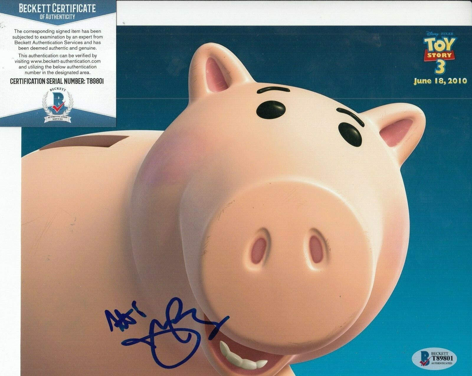 JOHN RATZENBERGER signed (TOY STORY) HAMM Movie 8X10 Photo Poster painting BECKETT BAS T89801