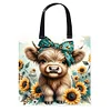 Sunflower And Highland Cattle-11CT DIY Stamped Cross Stitch Shopping Bag 40*40cm
