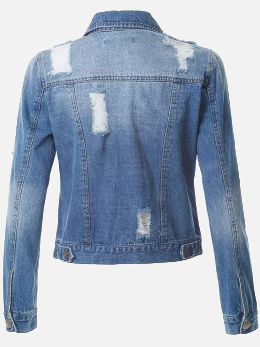 Cowgirl Denim Coats Fashion Ripped Hole Cool Button Coat Women's Demin Jacket