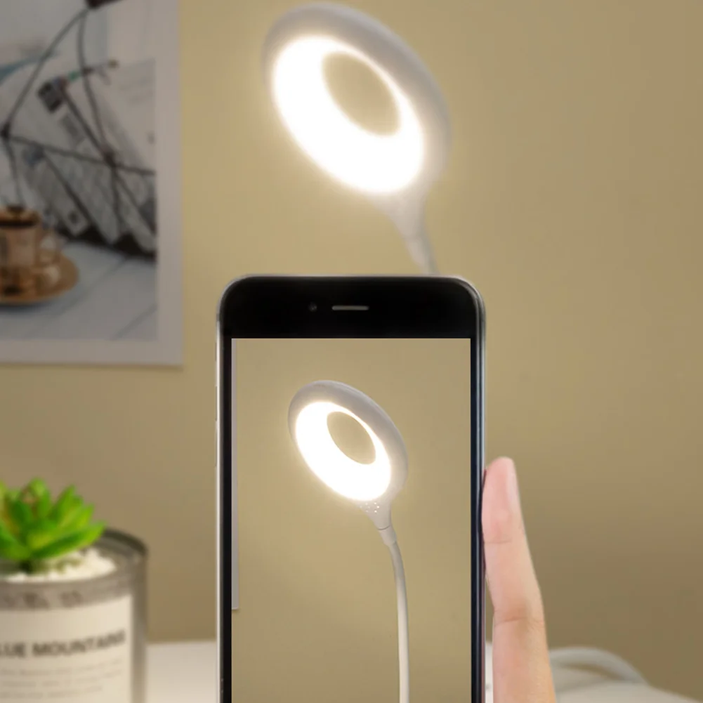 Portable Flexo Ring Lamp USB Reading Book Bedroom LED Night Light (White)
