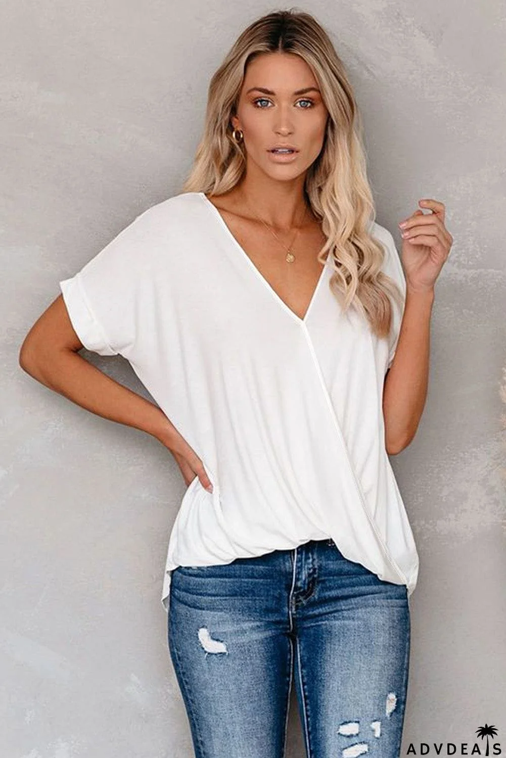 Short Sleeves Drape Knit Top