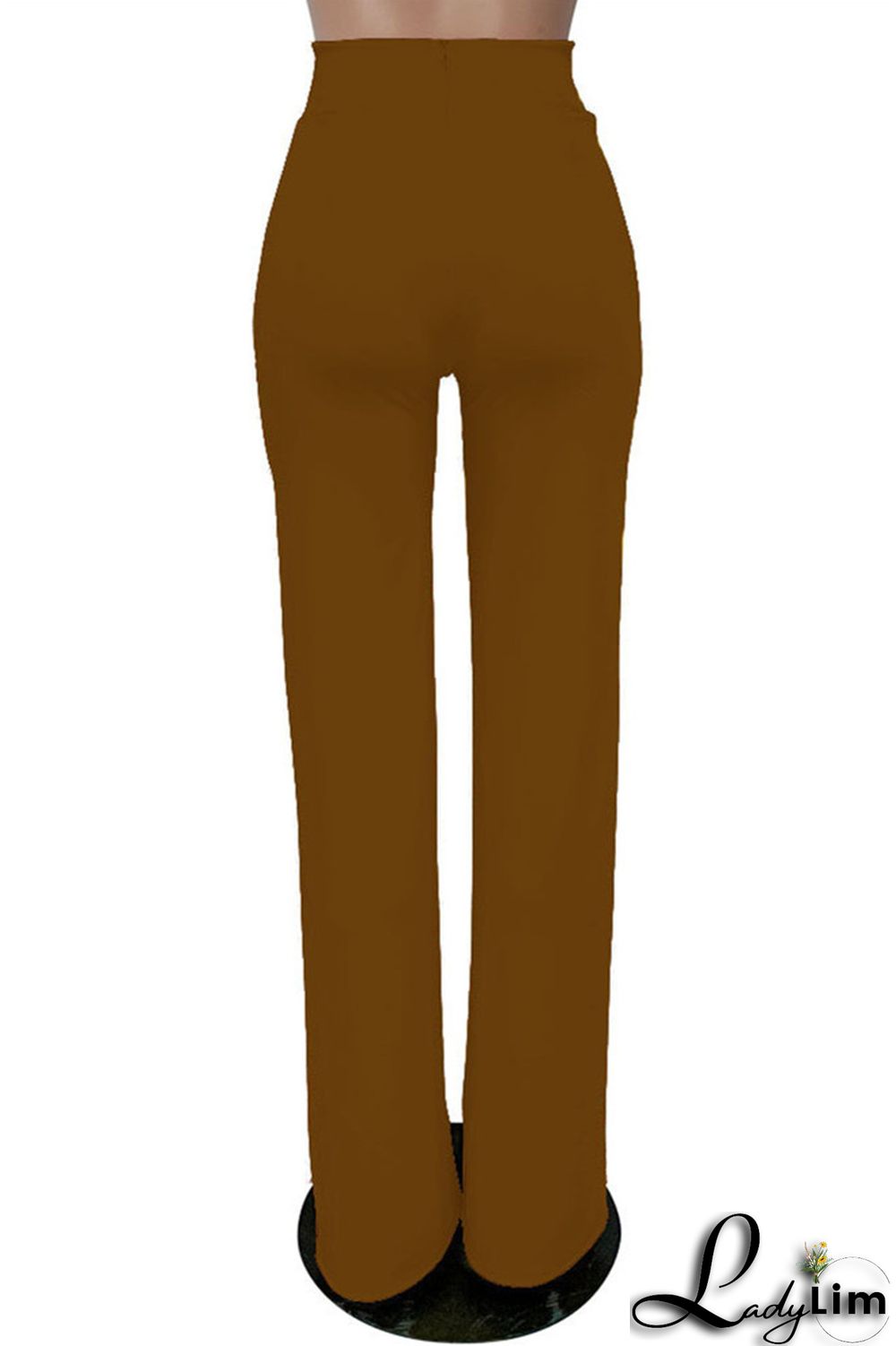 White Fashion Casual Solid Basic Regular High Waist Trousers