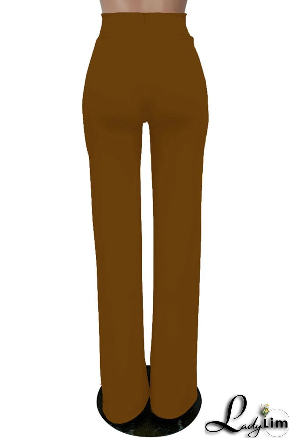 White Fashion Casual Solid Basic Regular High Waist Trousers