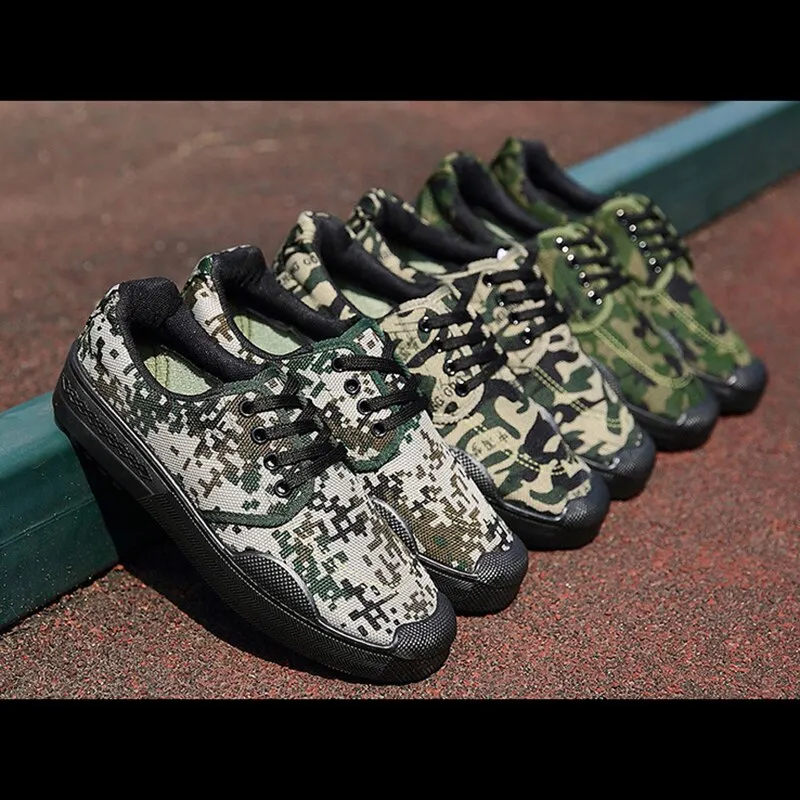 Men Sneakers Work Flat Shoes Canvas Shoes Casual Camouflage Labor Shoes Wear-Resistant Men's Vulcanized Breathable Farm 2021