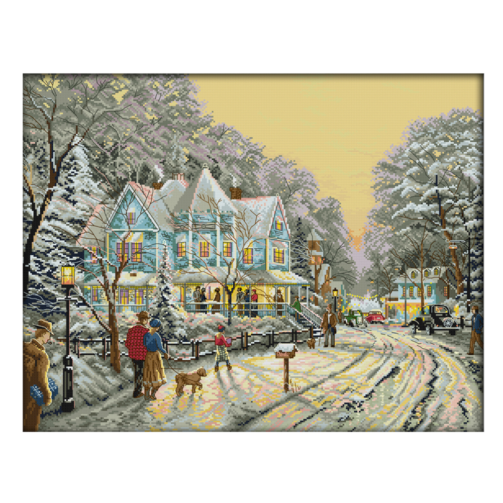 

Snow Street - 11CT Stamped Cross Stitch - 50*40CM, 501 Original