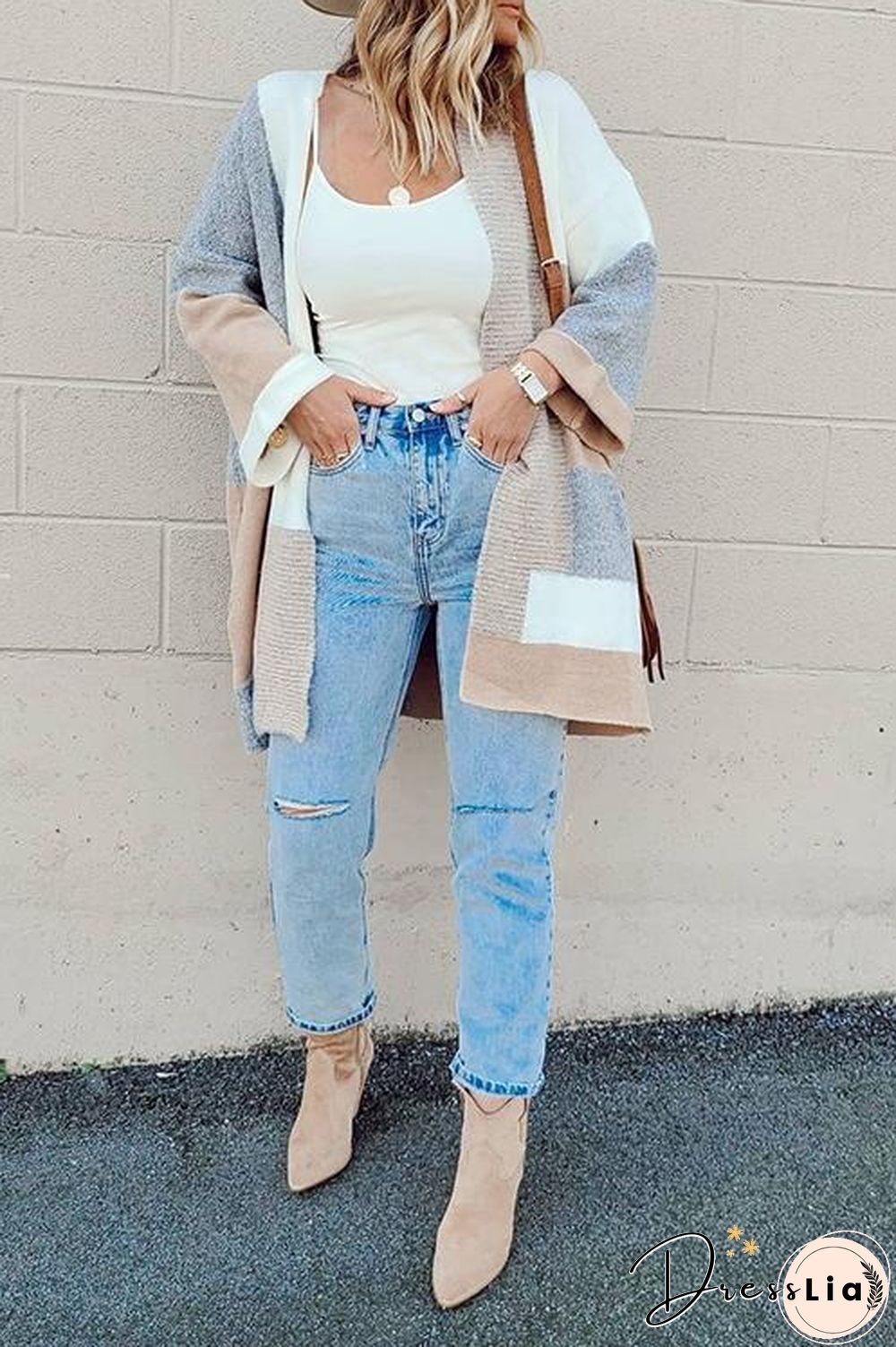 Geometry Color Block Cardigan