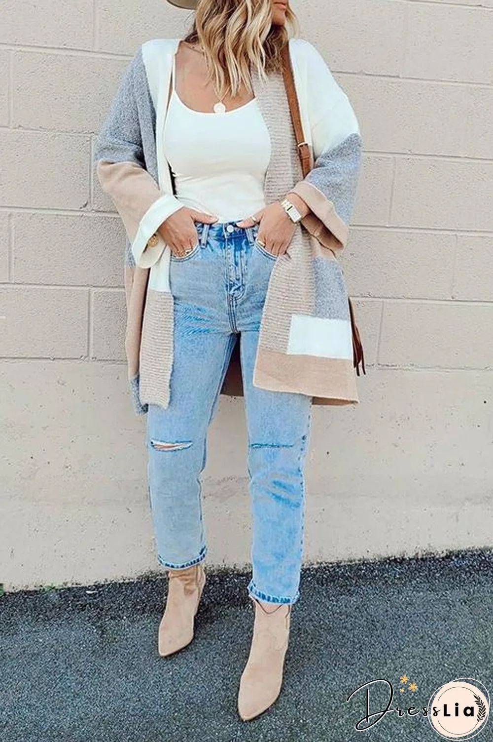 Geometry Color Block Cardigan