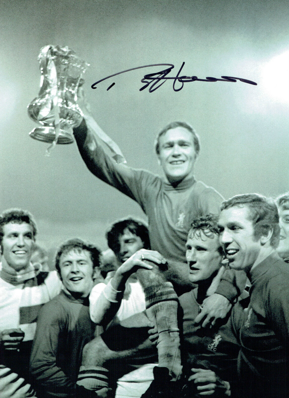 Ron Chopper HARRIS Signed Autograph Chelsea 16x12 Cup Winning Photo Poster painting AFTAL COA