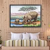 >SALE<Full Embroidery Eco-cotton Thread 11CT Printed Rhinoceros Cross Stitch 70x55cm