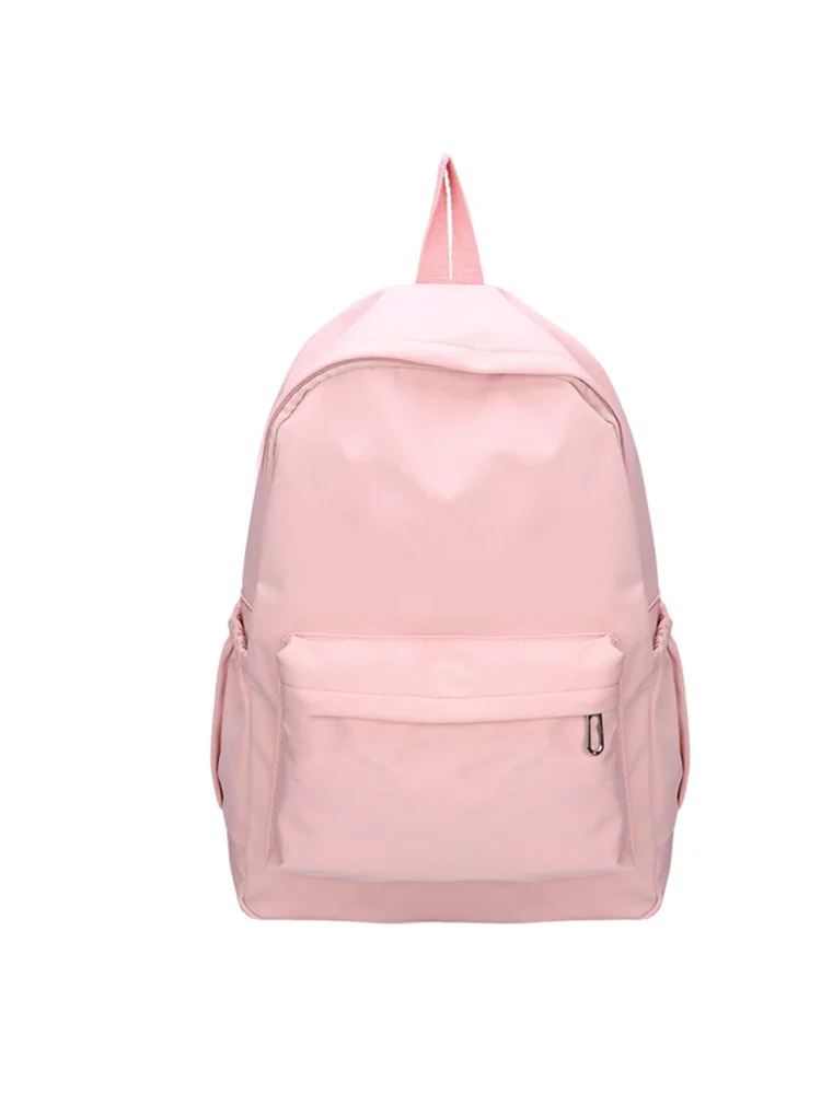 Preppy Style Students Backpack Women Solid Color Large Handbags (Pink)