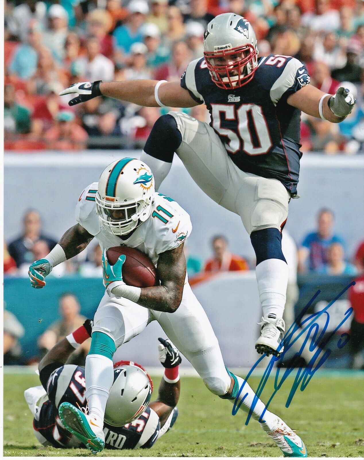 ROB NINKOVICH NEW ENGLAND PATRIOTS ACTION SIGNED 8x10