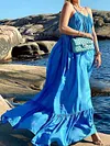 Loose Solid Color Condole Belt Maxi Dress