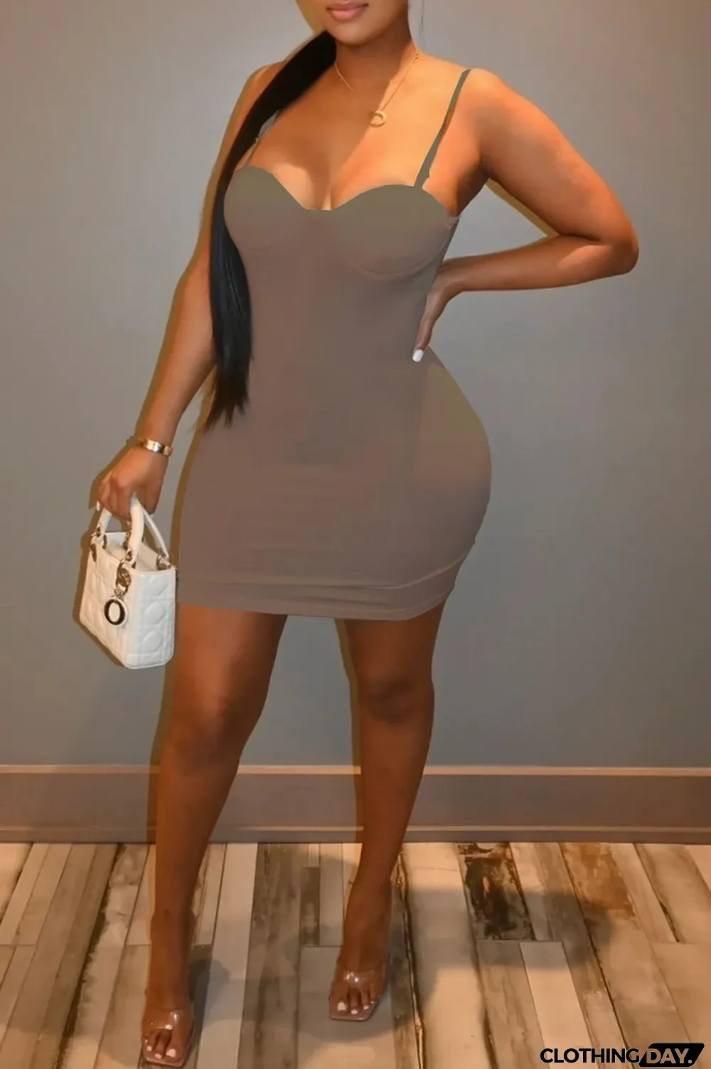 Pink Sexy Casual Solid Backless Spaghetti Strap Sleeveless Dress