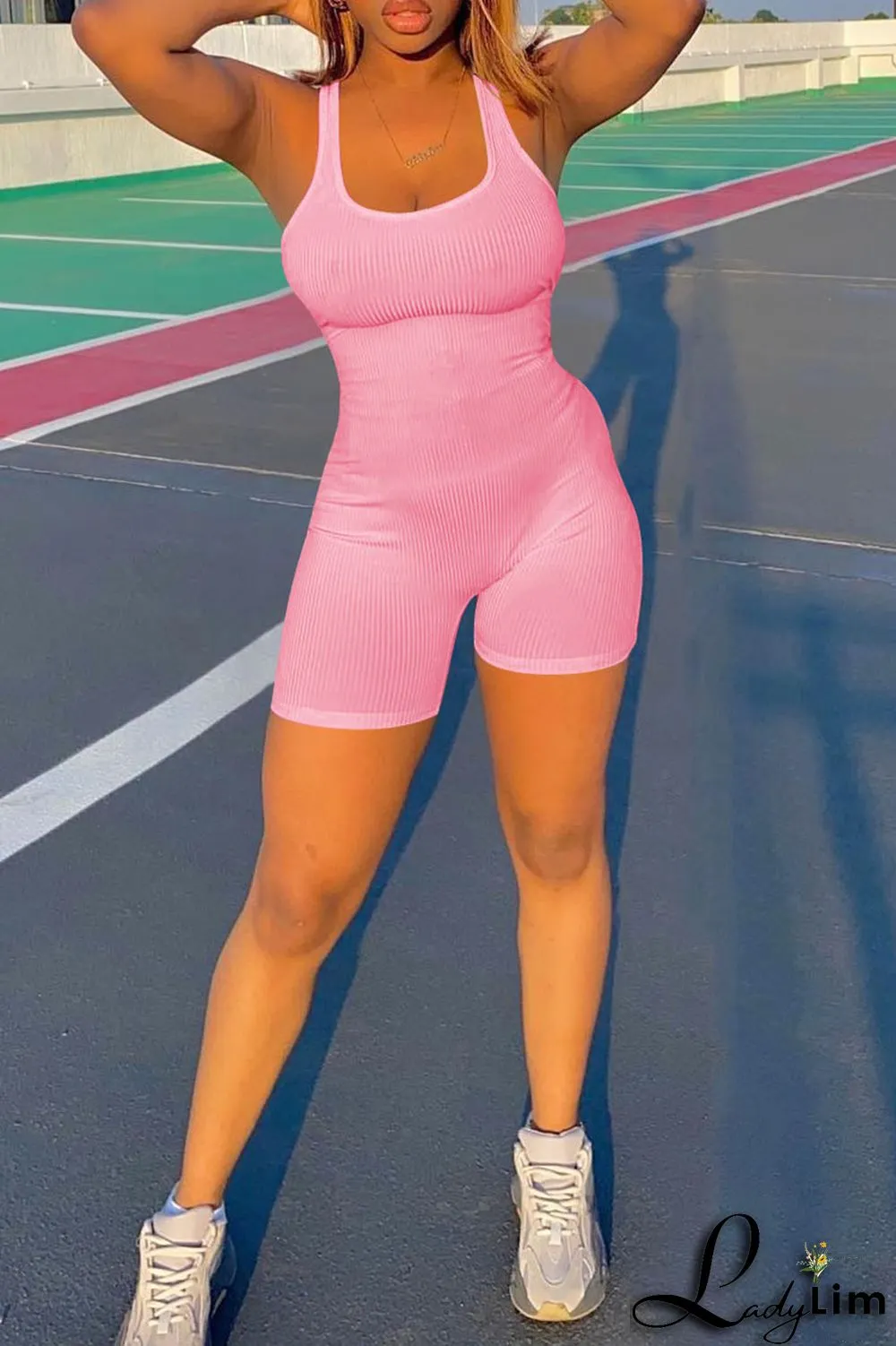 Black Casual Sportswear Solid Split Joint U Neck Regular Jumpsuits